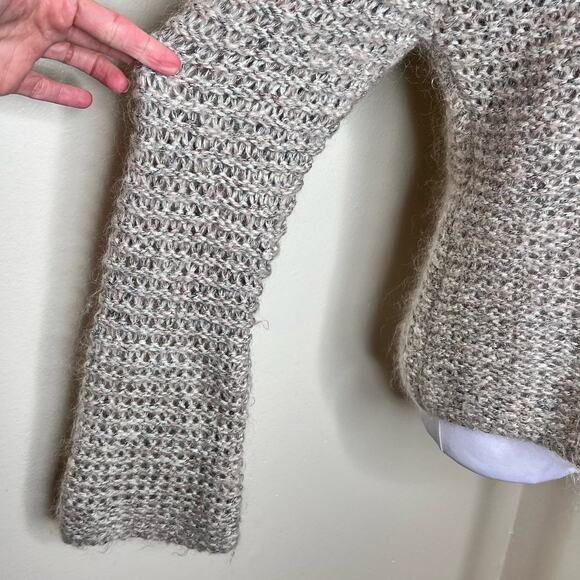 Vtg J. Jill Sweater M/L Women Open Knit Wool Beige Round Neck Jumper Long Sleeve - Picture 6 of 8